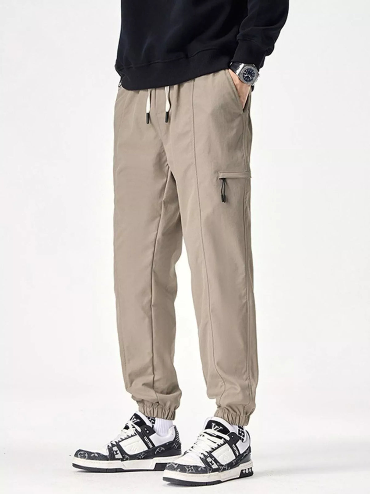 Men's Plus Size Drawstring Wide Leg Joggers, view 4