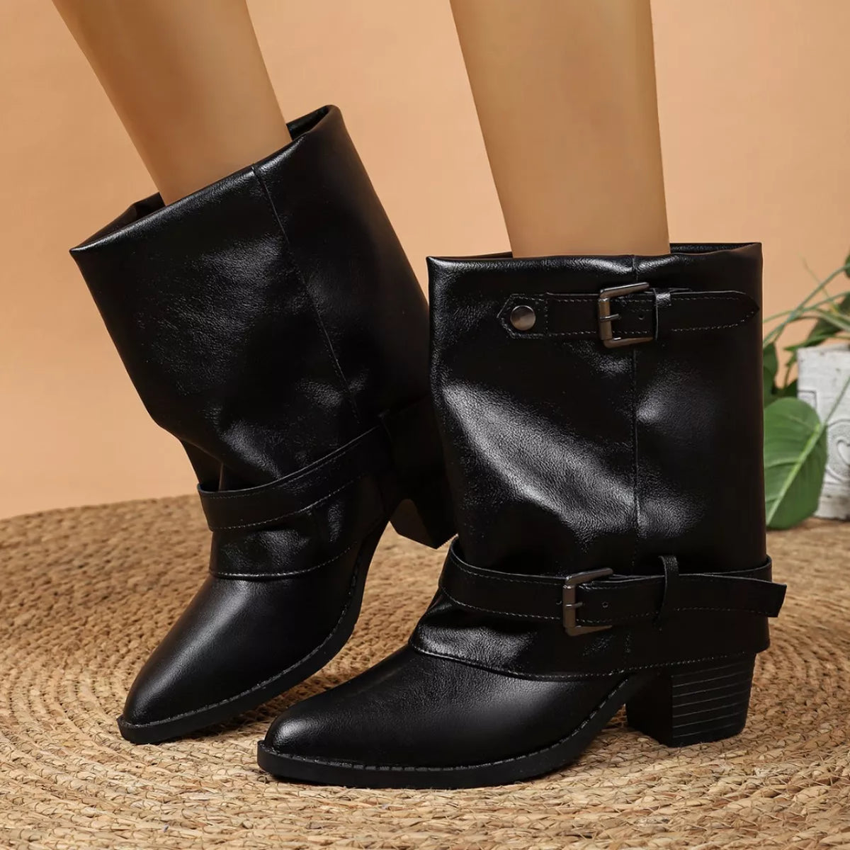Point Toe Block Heels Boots - Lilixa.store