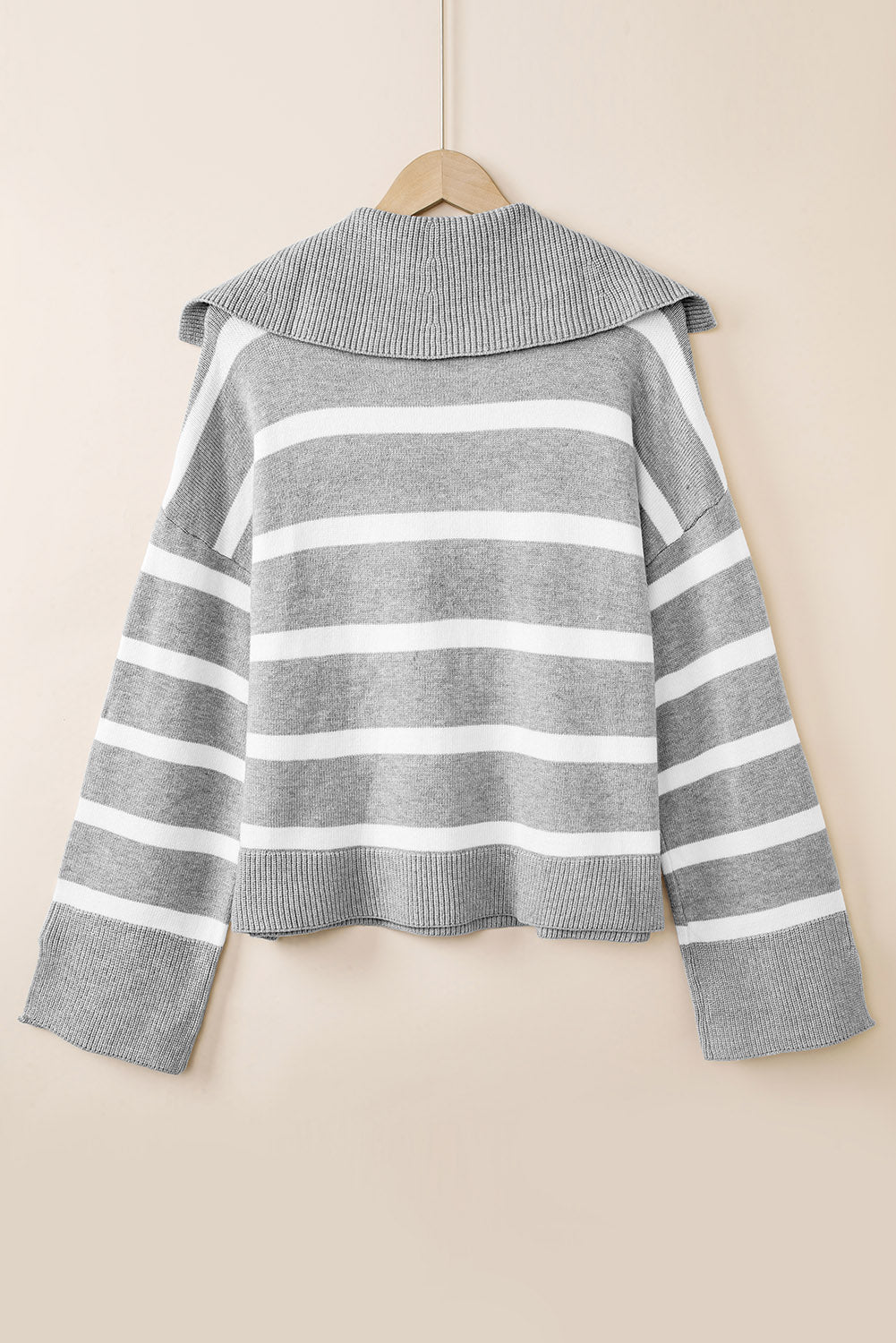 Striped Collared Neck Slit Sweater, view 7