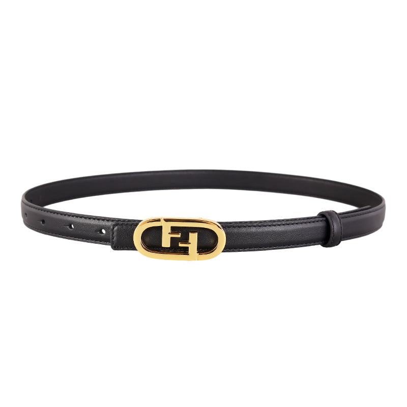 Leather Belt with Golden Buckle - Lilixa.store