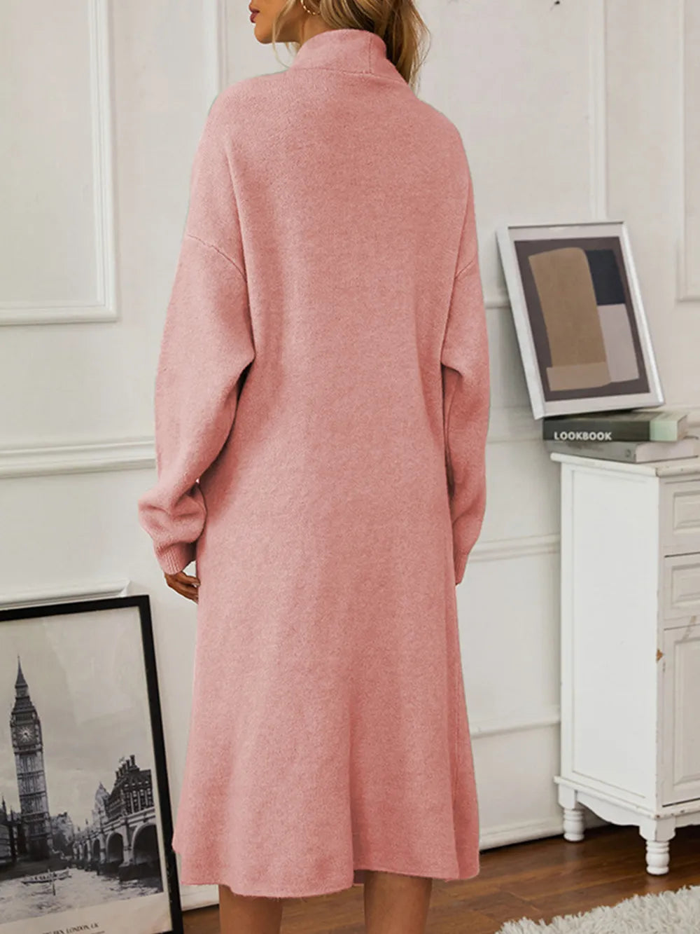 V-Neck Cami Dress and Open Front Cardigan Sweater Set, view 15