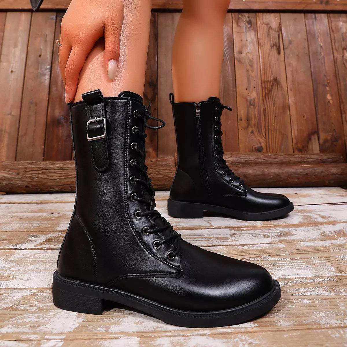 Round Toe Lace Up Boots - Lilixa.store