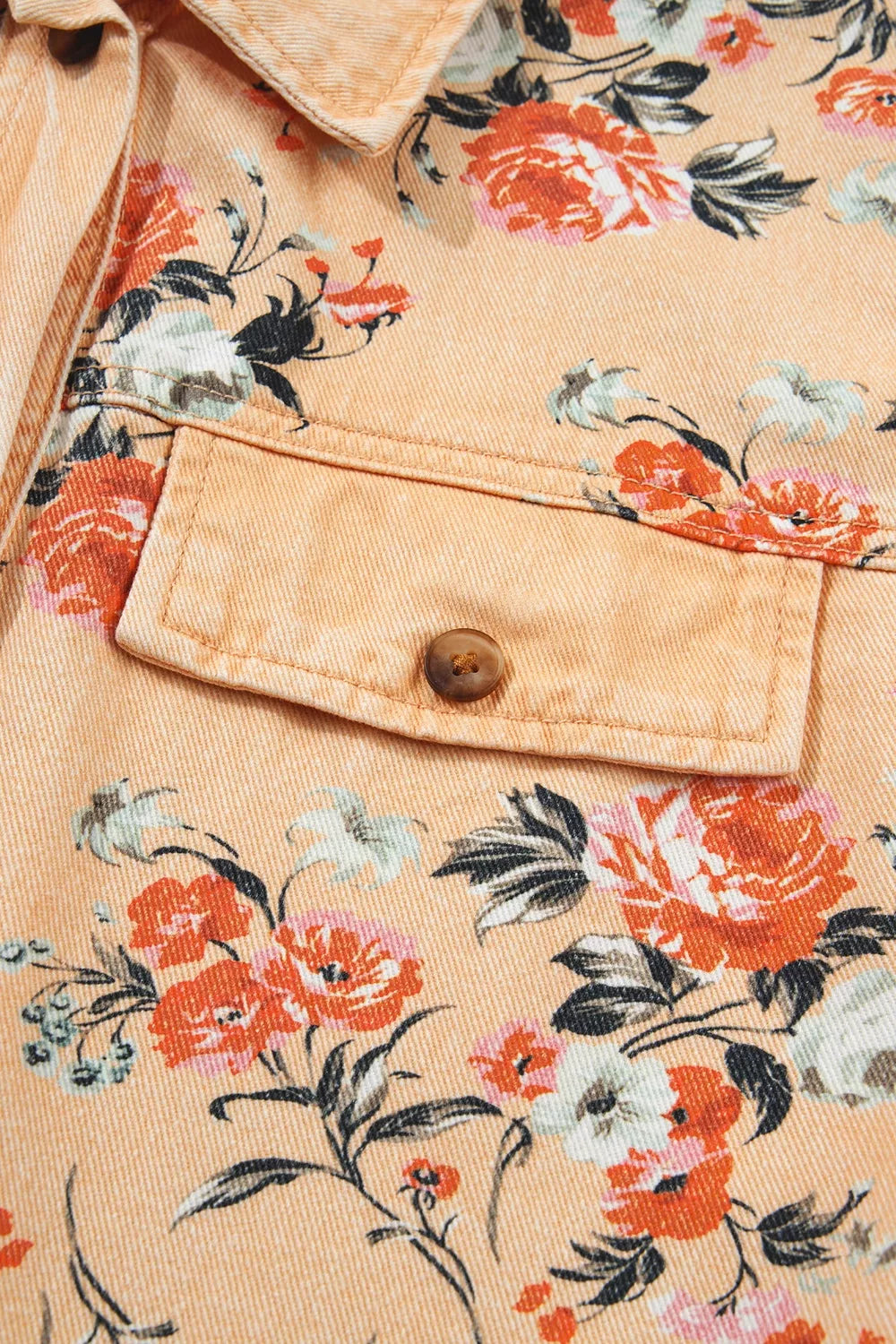 Floral Print Long Sleeve Denim Jacket - Lilixa.store