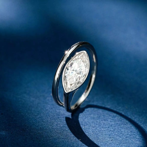 2 Carat 925 Sterling Silver Moissanite Marquise Cut Bypass Ring - Lilixa.store