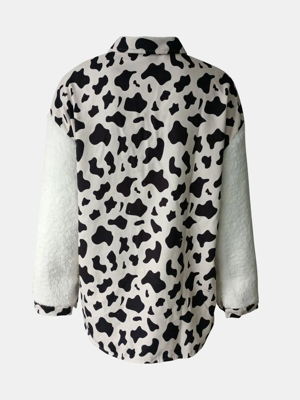Fuzzy Button Up Long Sleeve Jacket, view 8