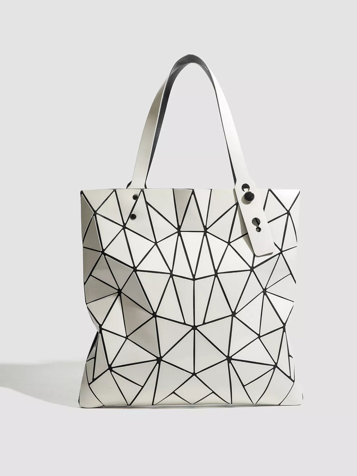 Geometric Glossy Paneled Handbag, view 3