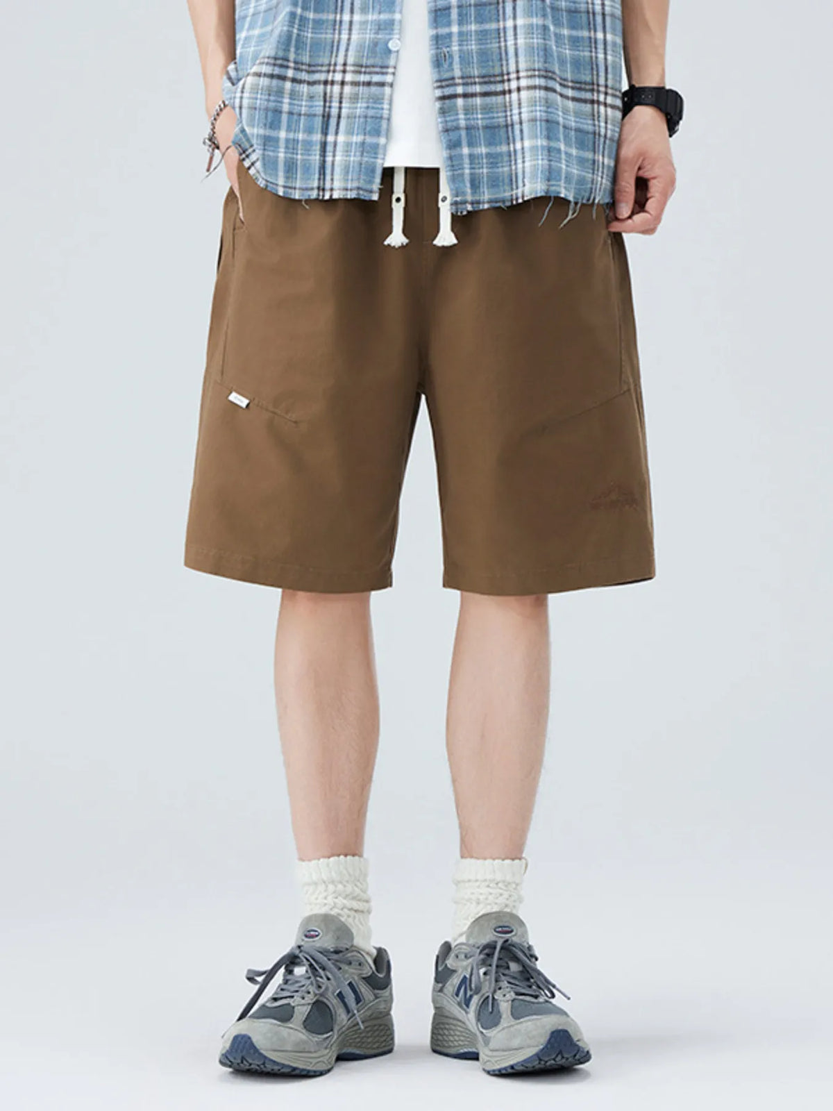 Men's Plus Size Loose Fit Shorts in Deep Khaki