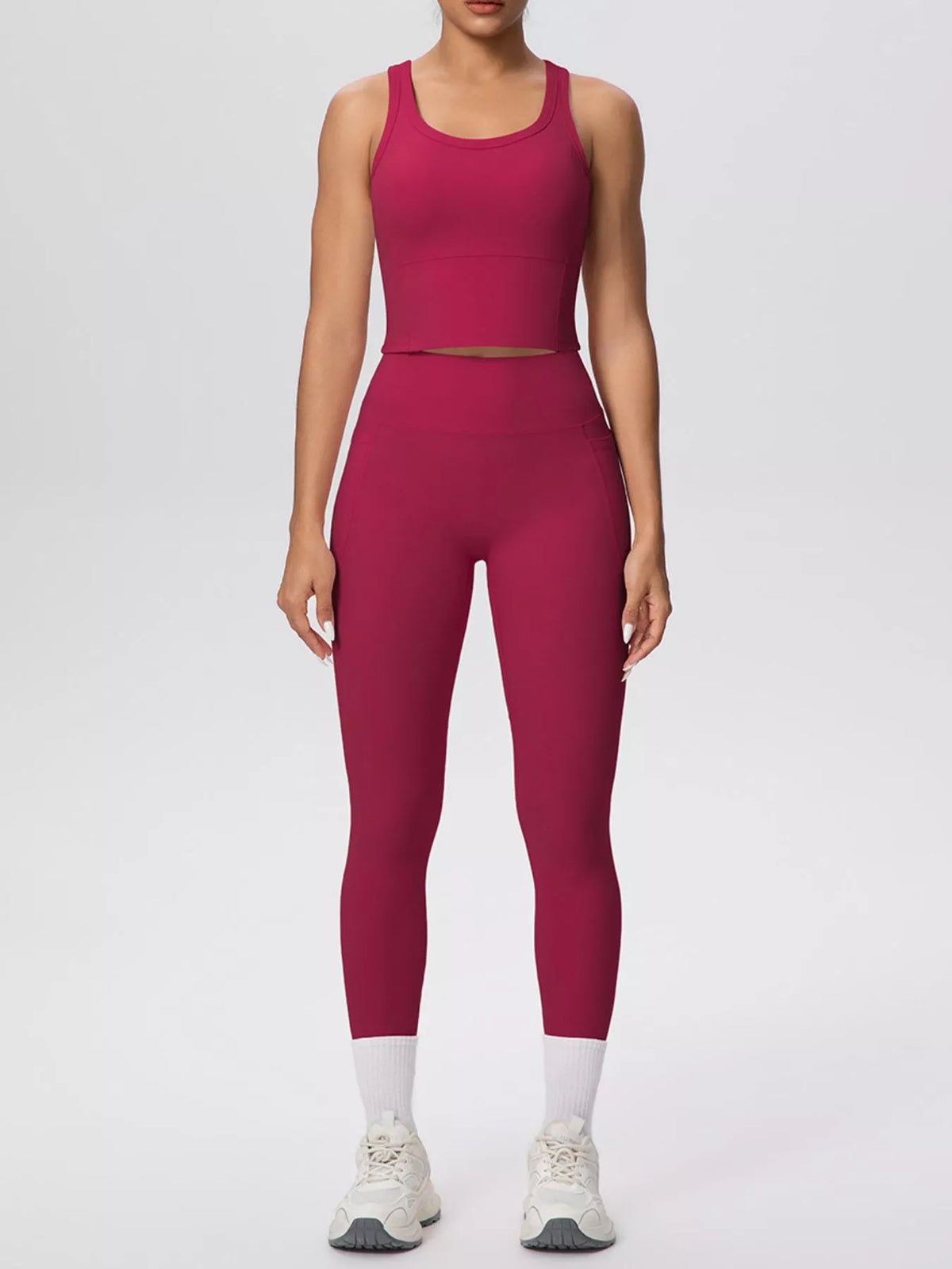Scoop Neck Tank and High-Waisted Leggings Active Set, view 25