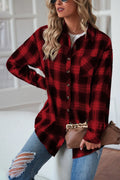 Plaid Button Up Dropped Shoulder Outerwear - Lilixa.store