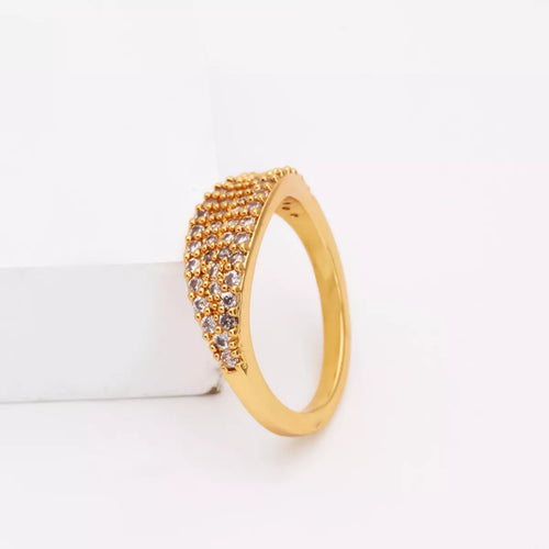 18K Gold-Plated Copper Zircon Round Ring - Lilixa.store