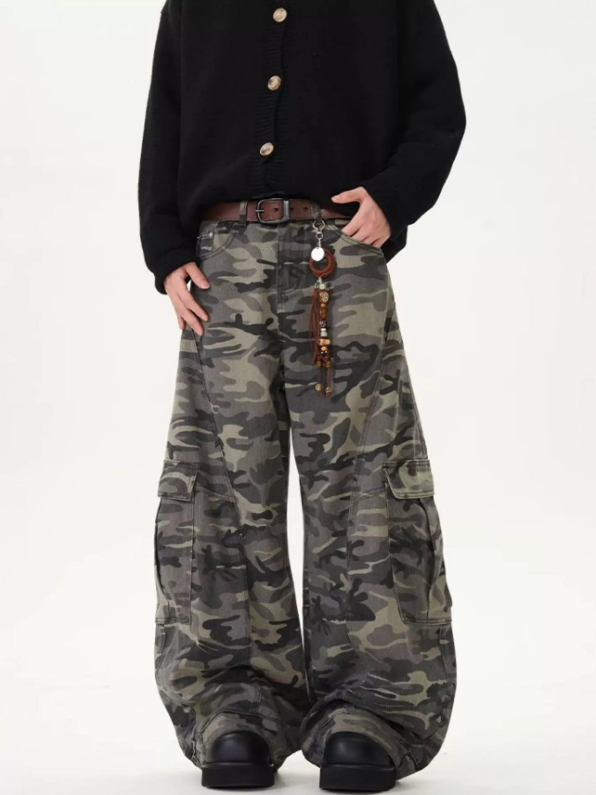 Men's Camouflage Wide Leg Pants, view 4