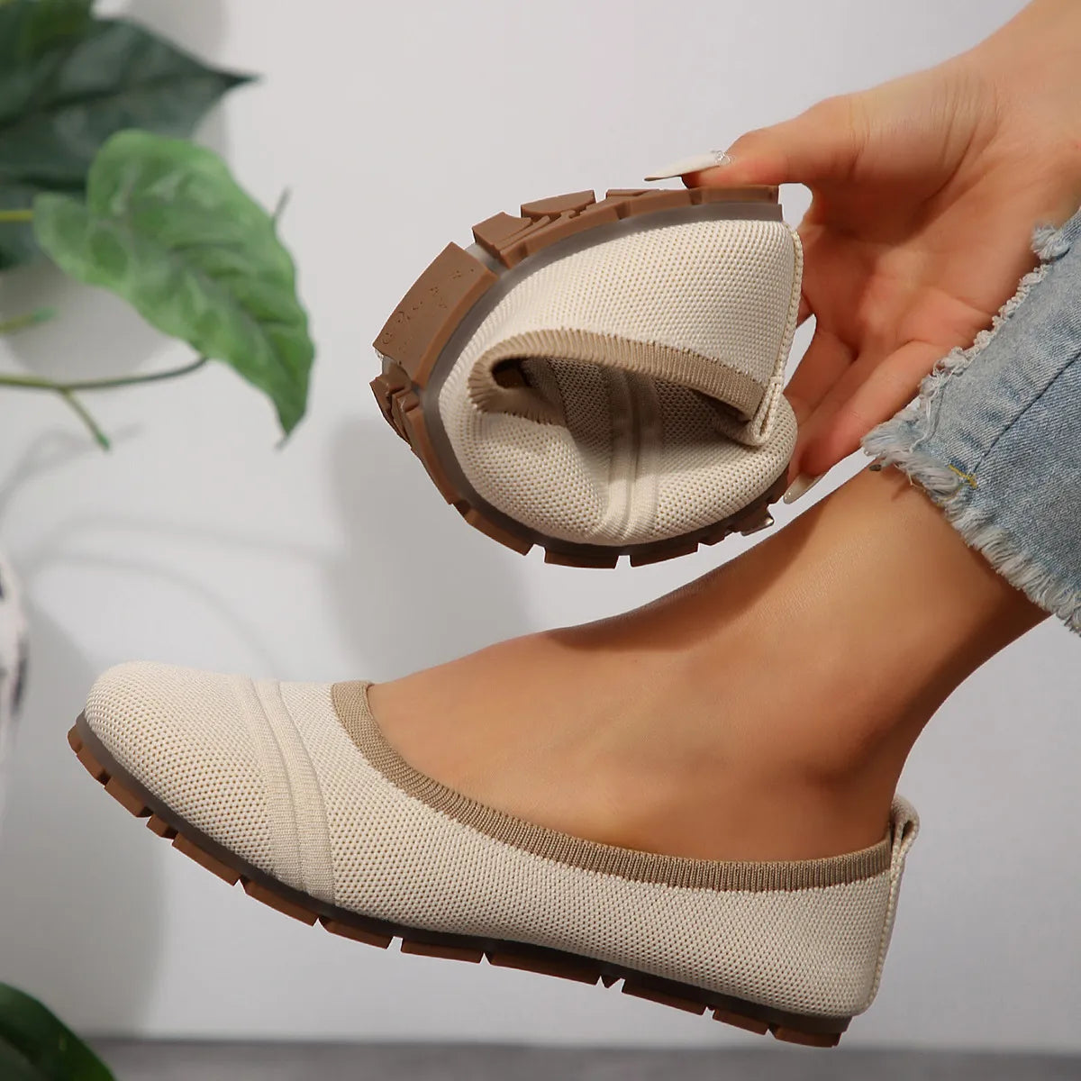 Mesh Round Toe Flat Slip-Ons, view 13