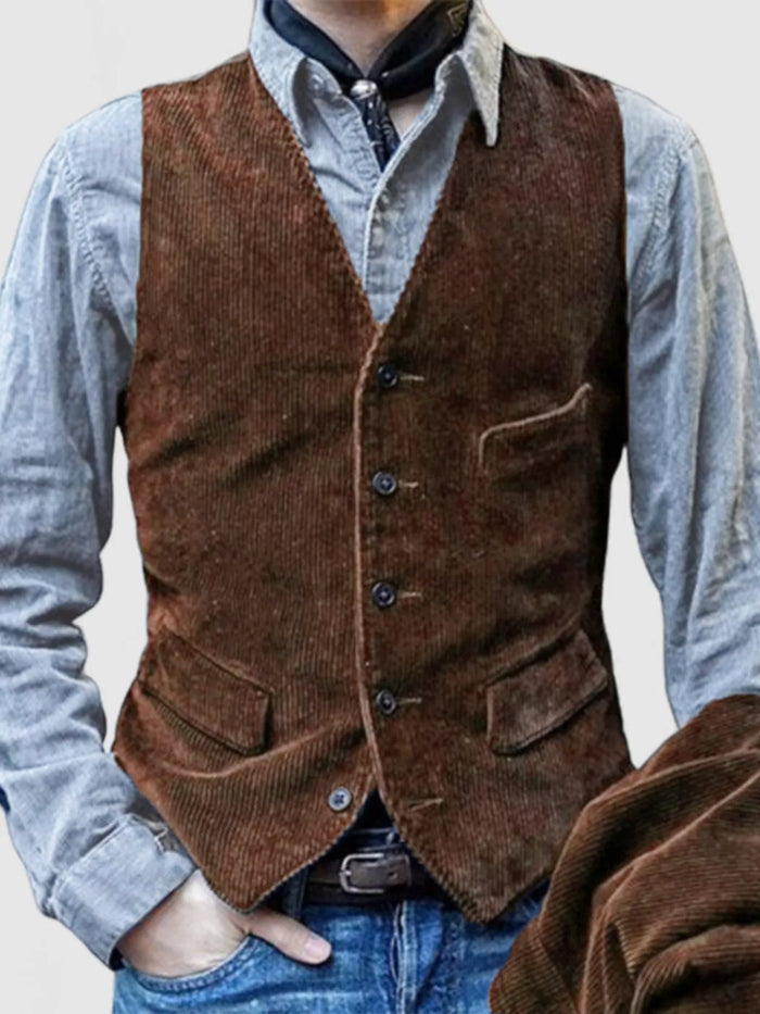 Men's Full Size Vintage Corduroy Button Up Vest Plus Size - Lilixa.store