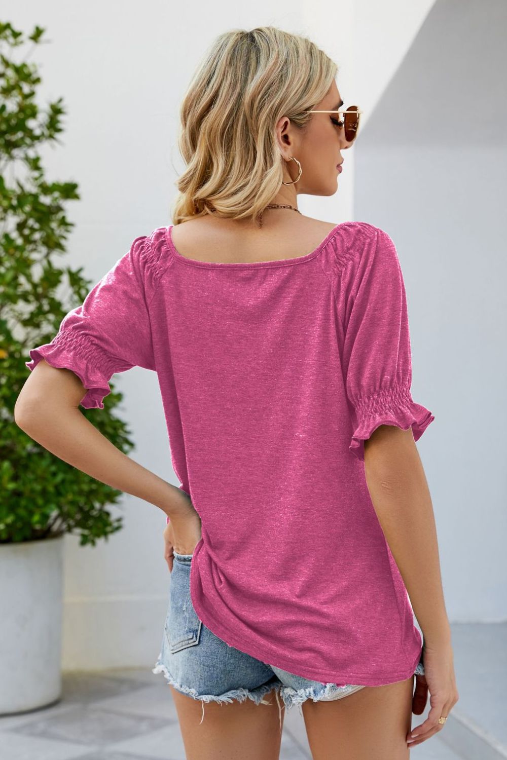 Short Flounce Sleeve Top - Lilixa.store
