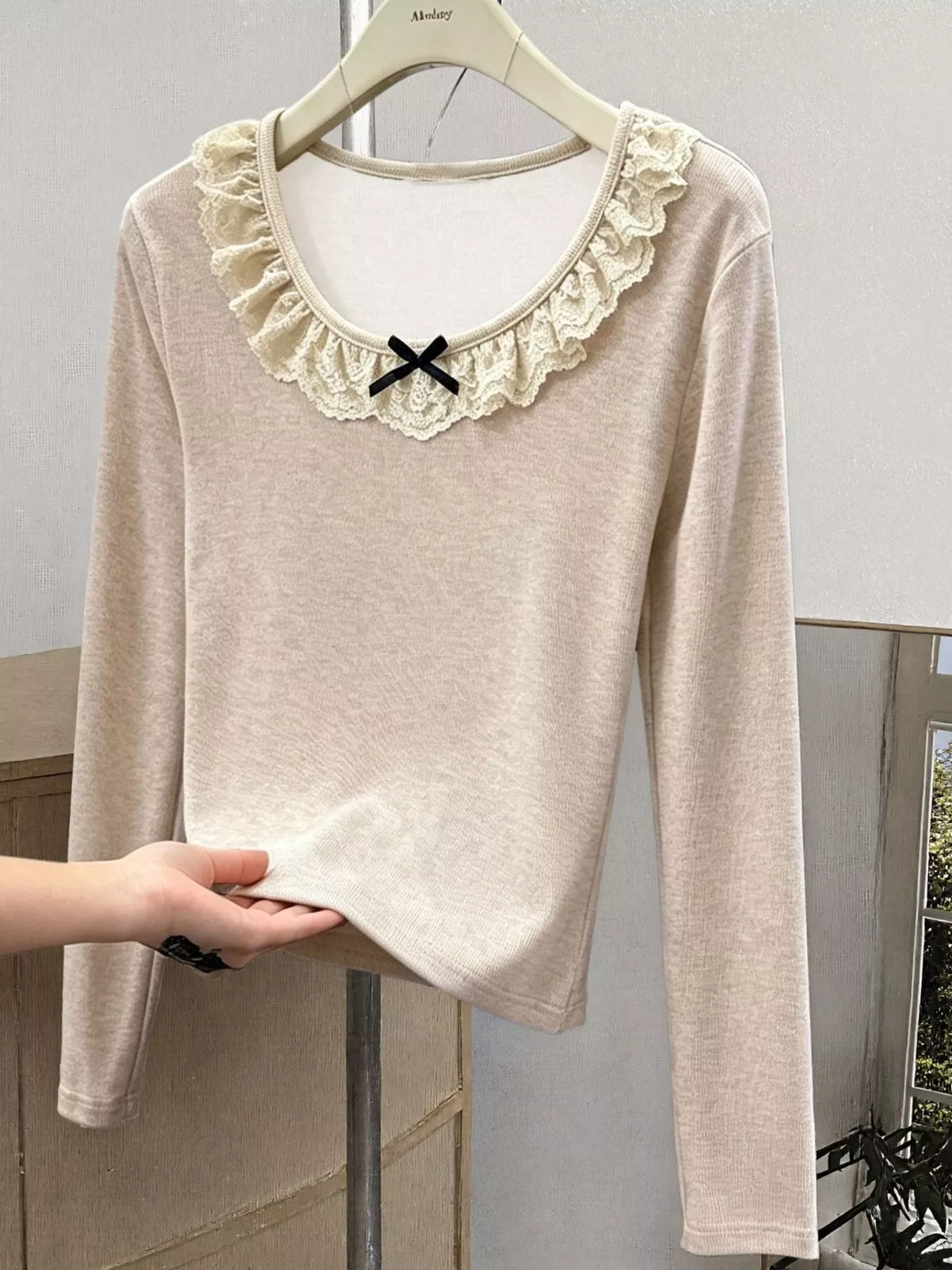 Lace Trim Long Sleeve T-Shirt