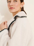 Sherpa Contrast Trim Button Up Outerwear - Lilixa.store