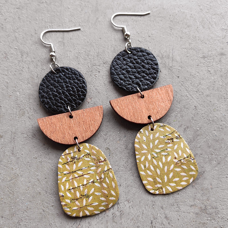 Leather & Wood Drop Earrings - Lilixa.store
