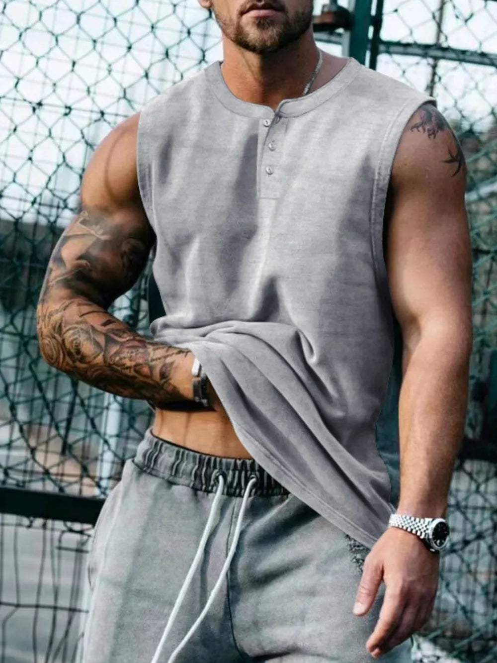 Men's Plus Size Round Neck Tank - Lilixa.store