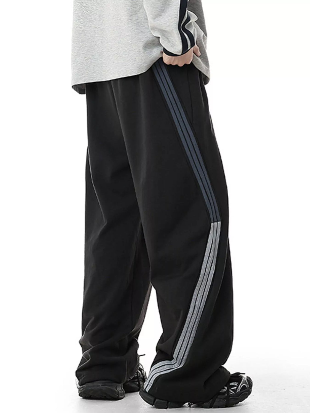 Men's Plus Size Side Striped Relaxed Fit Casual Pants, view 3