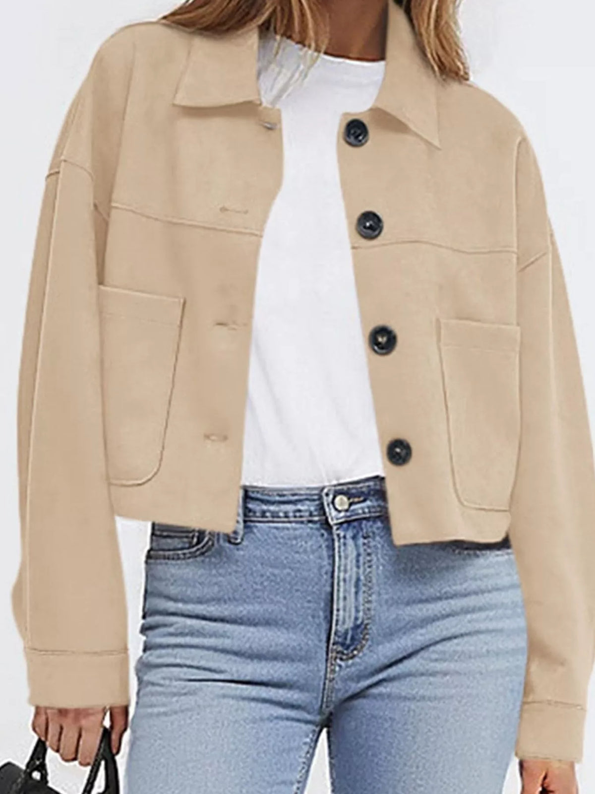 Button-Down Cropped Jacket