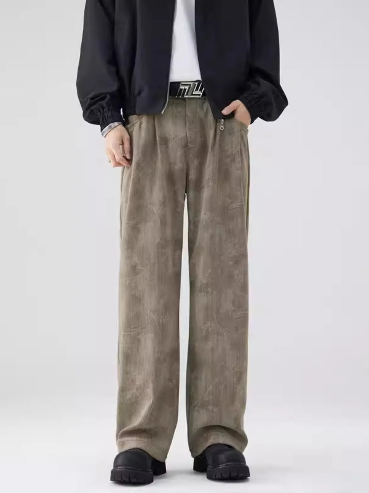 Men's Full Size Wide-Leg Relaxed Fit Pants Plus Size in Khaki