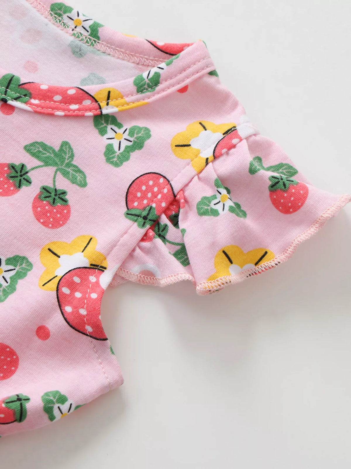 Children's Strawberry Print Ruffle Sleeve Dress - Lilixa.store