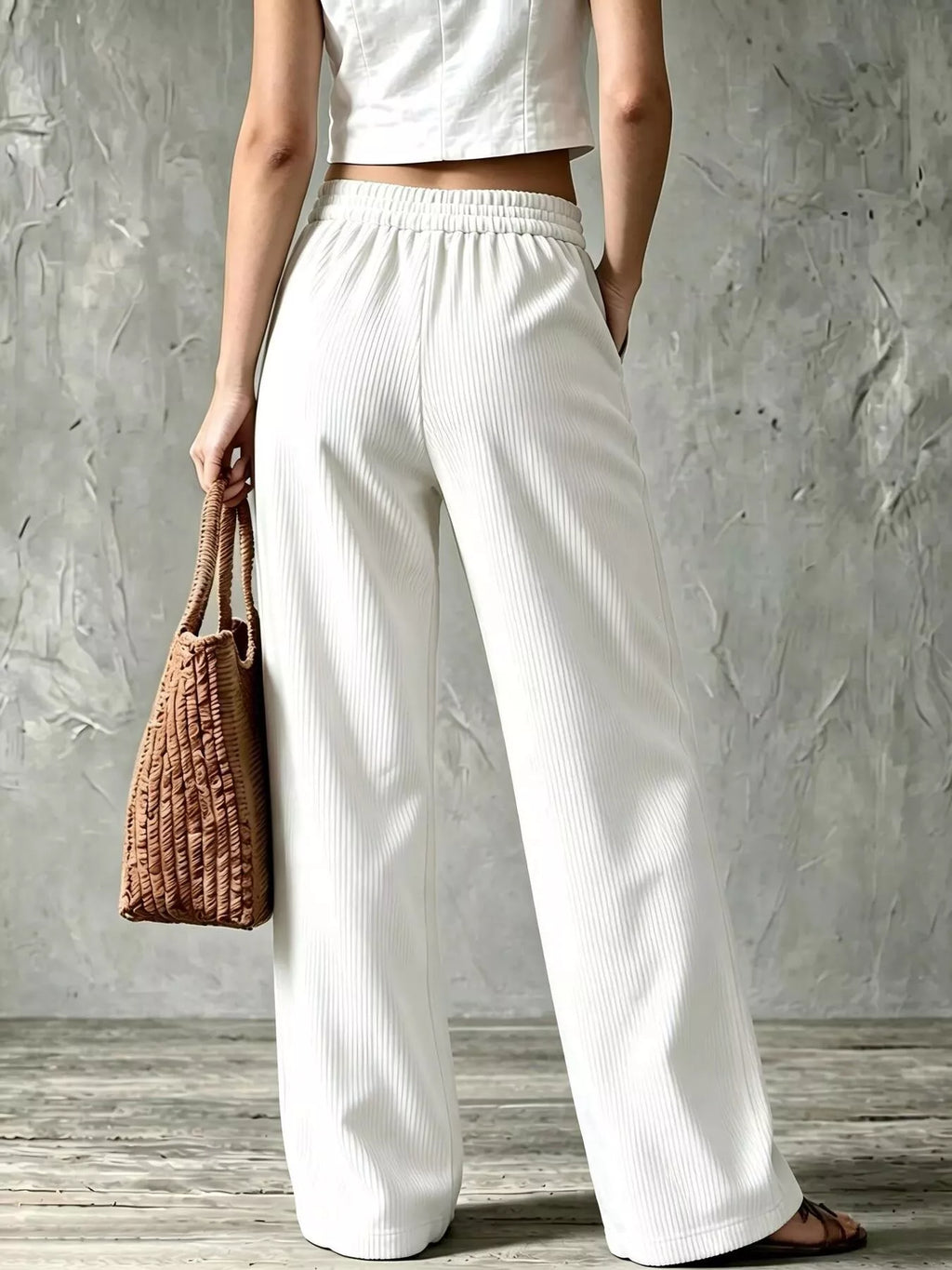 Full Size Wide-Leg Corduroy Pants Plus Size - Lilixa.store