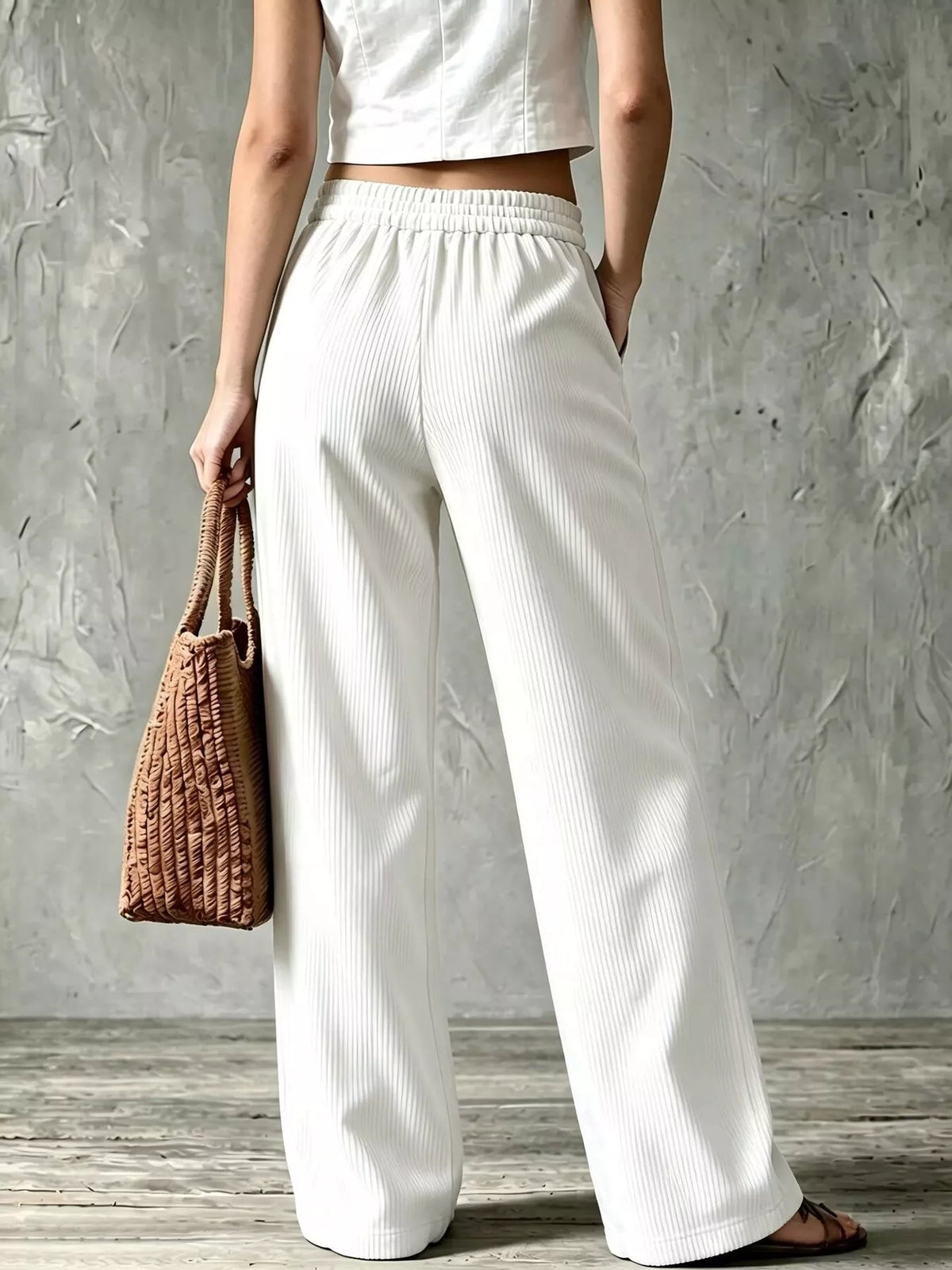 Full Size Wide-Leg Corduroy Pants Plus Size - Lilixa.store