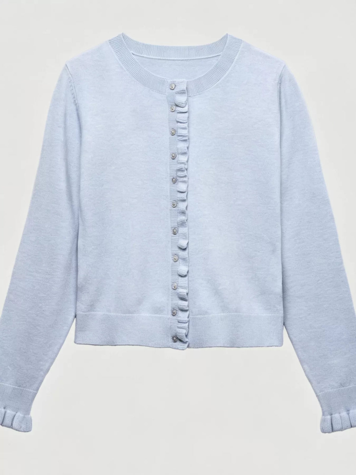 Ruffle-Trimmed Button-Down Knit Cardigan - Lilixa.store