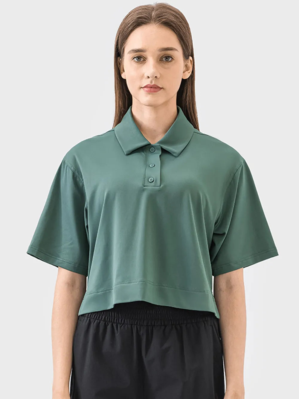 Millennia Half Button Short Sleeve Active T-Shirt - Lilixa.store