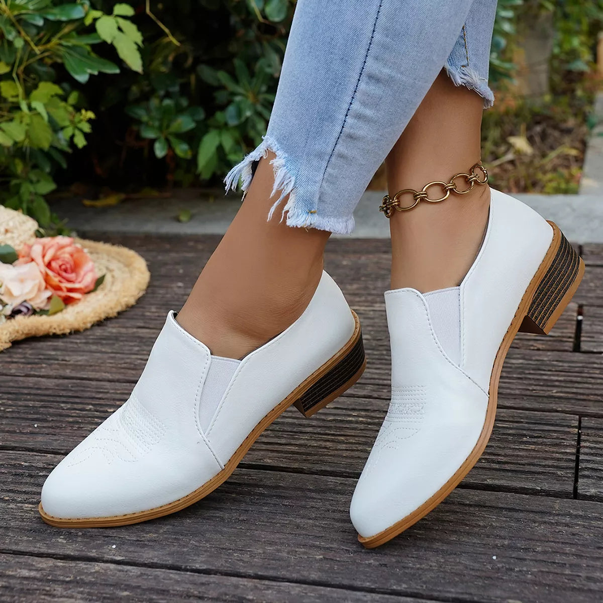 Point Toe Block Heels Loafers - Lilixa.store