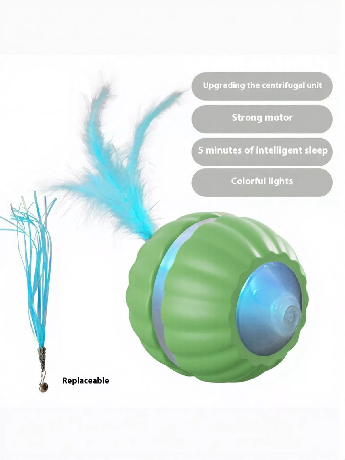 Interactive LED Sound Ball with Feather Teaser - Lilixa.store