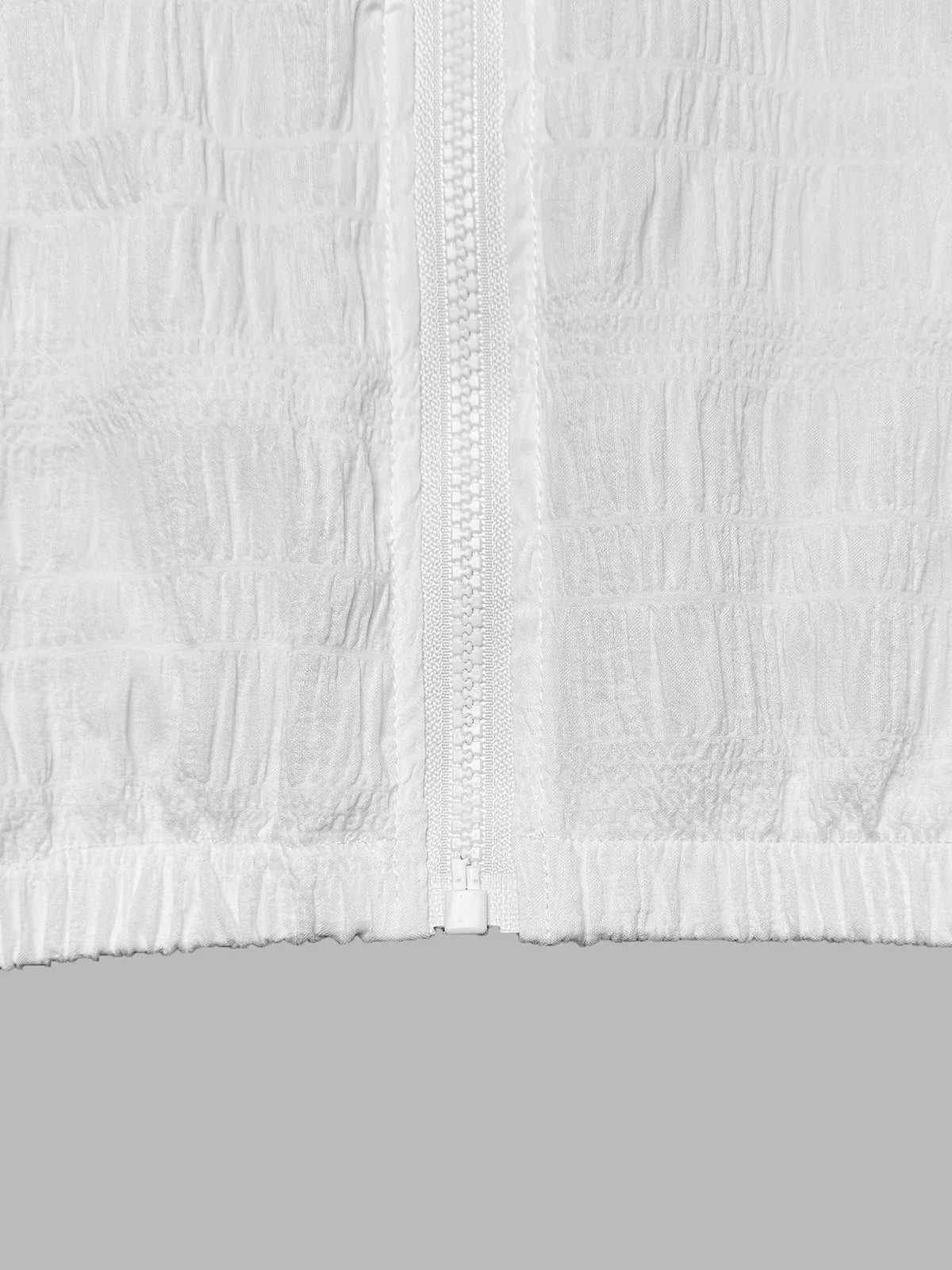 Lightweight Textured Hooded Jacket in White, view 8