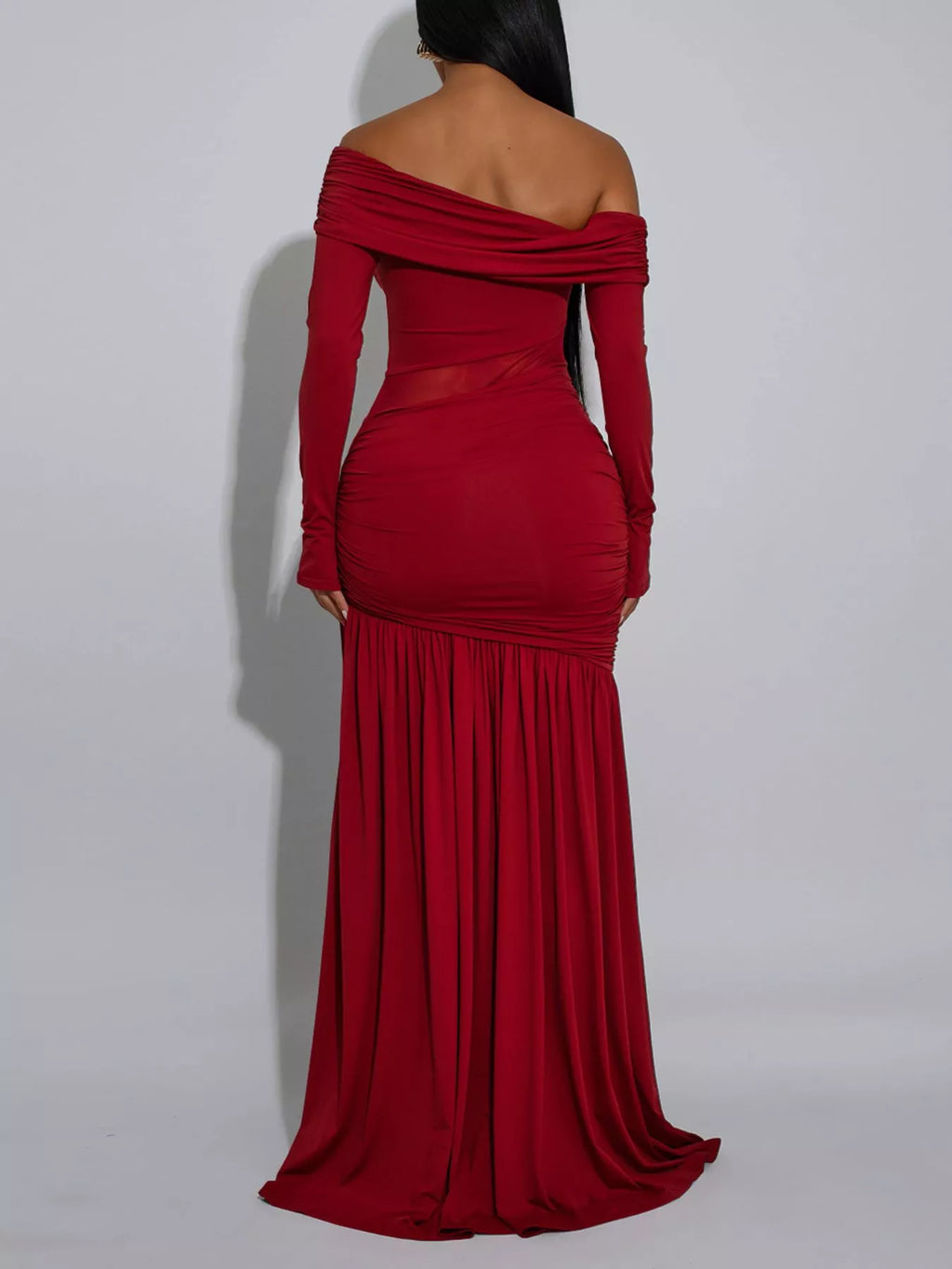 Off Shoulder Slit Maxi Dress - Lilixa.store