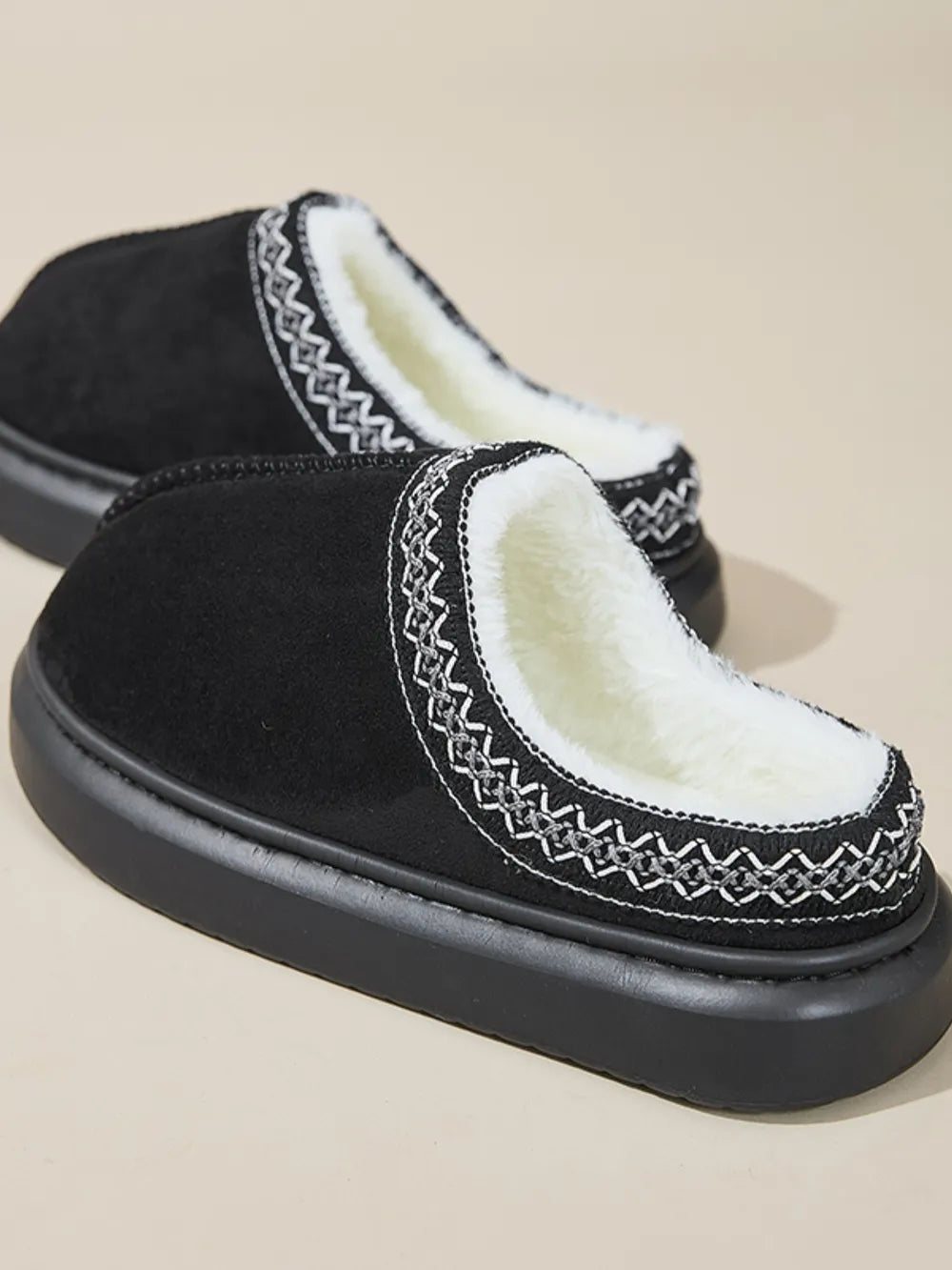 Faux Fur Suede Platform Slippers - Lilixa.store