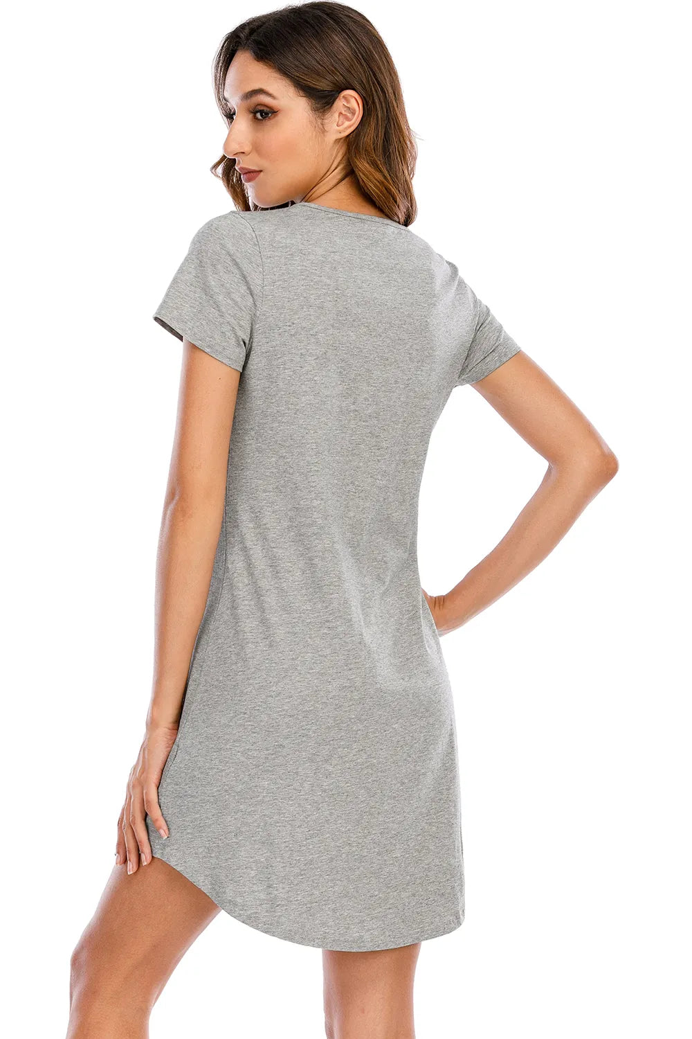 Graphic Round Neck Short Sleeve Lounge Dress - Lilixa.store