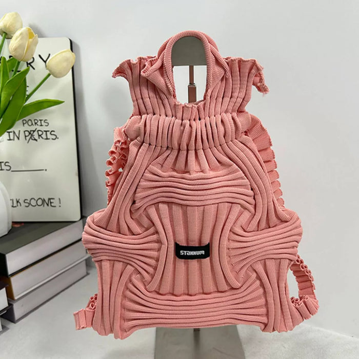 Textured Knit Backpack Bag - Lilixa.store