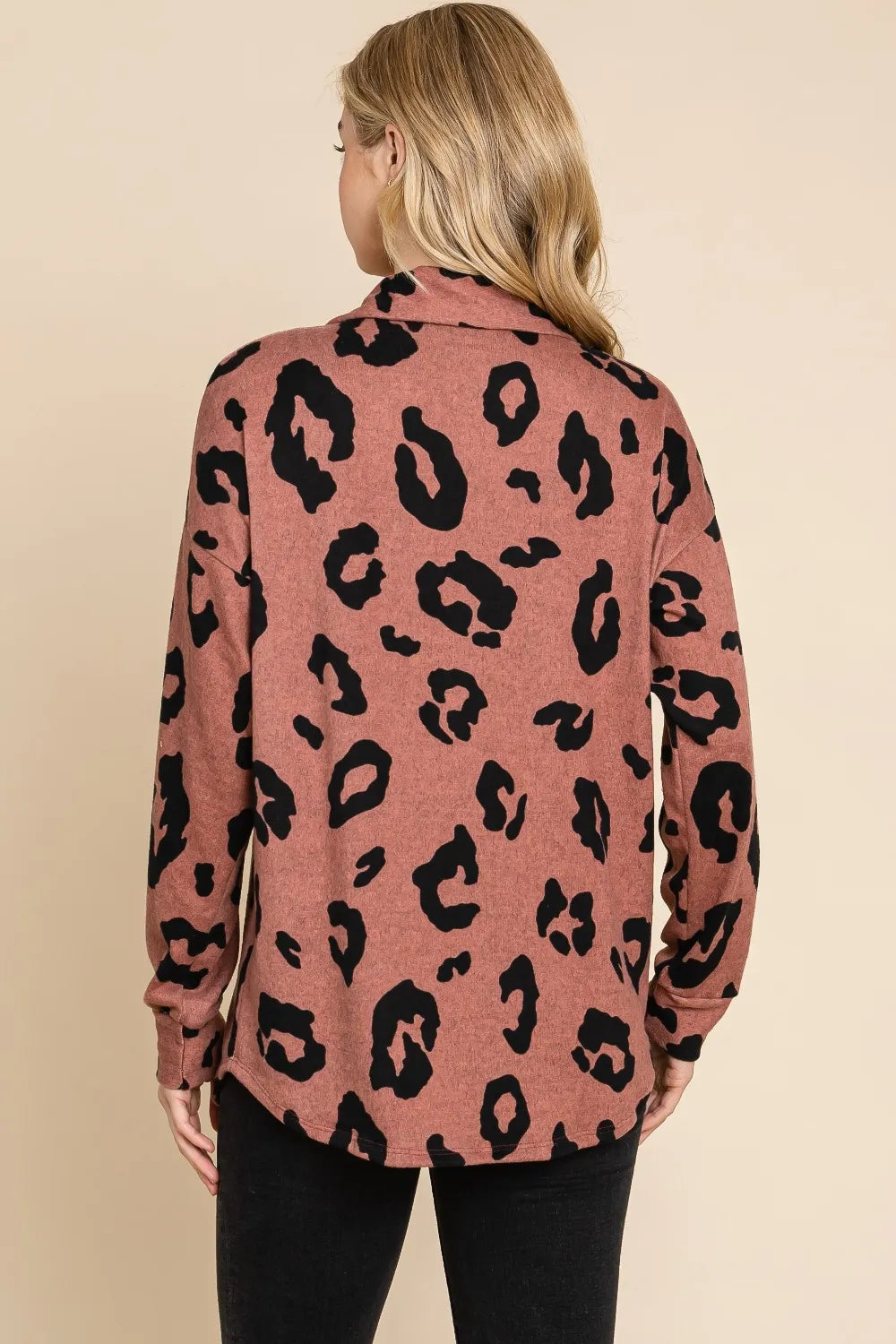 BOMBOM Animal Print Button Up Knit Shacket - Lilixa.store