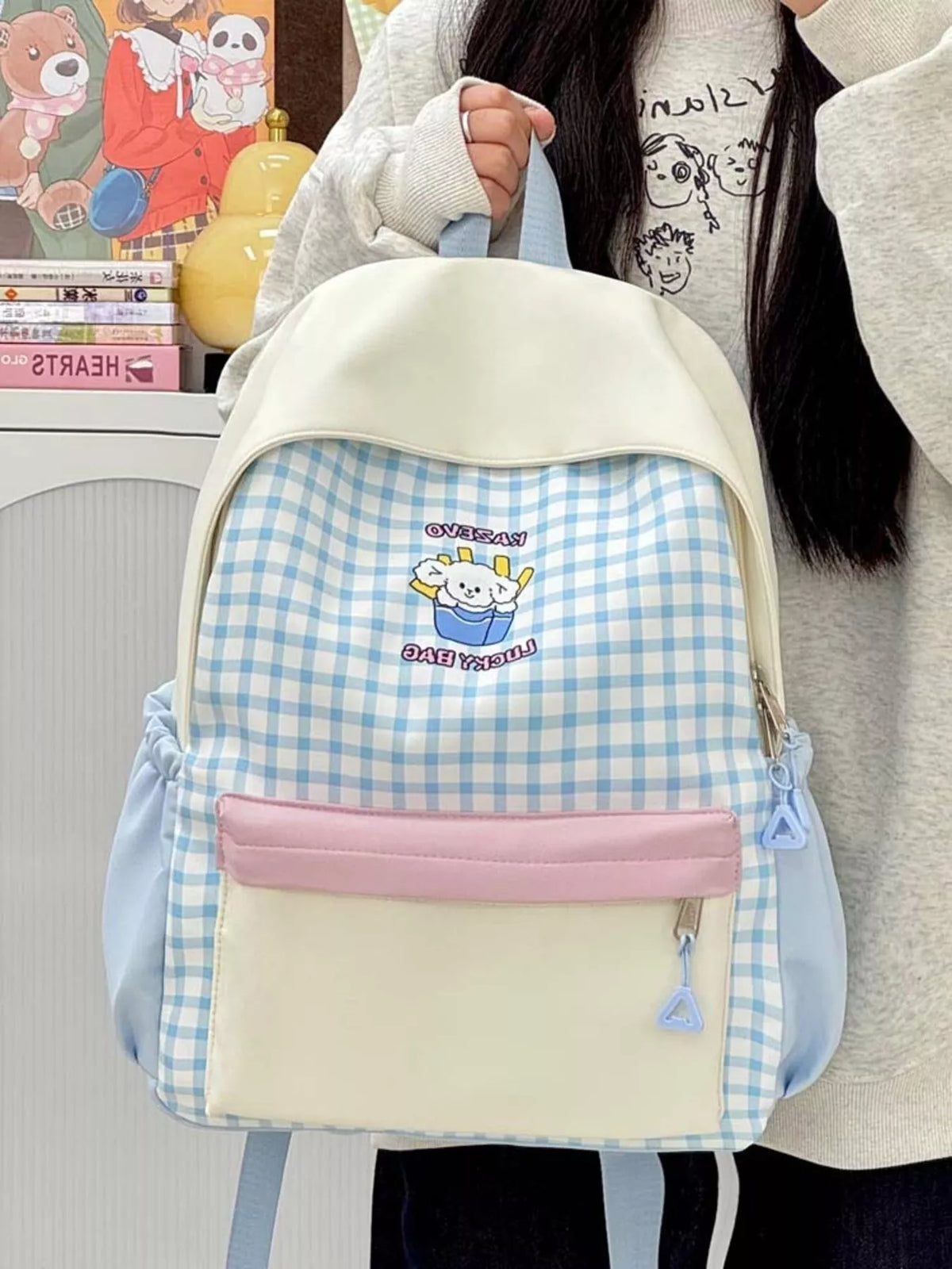 Cartoon Gingham Backpack Bag - Lilixa.store