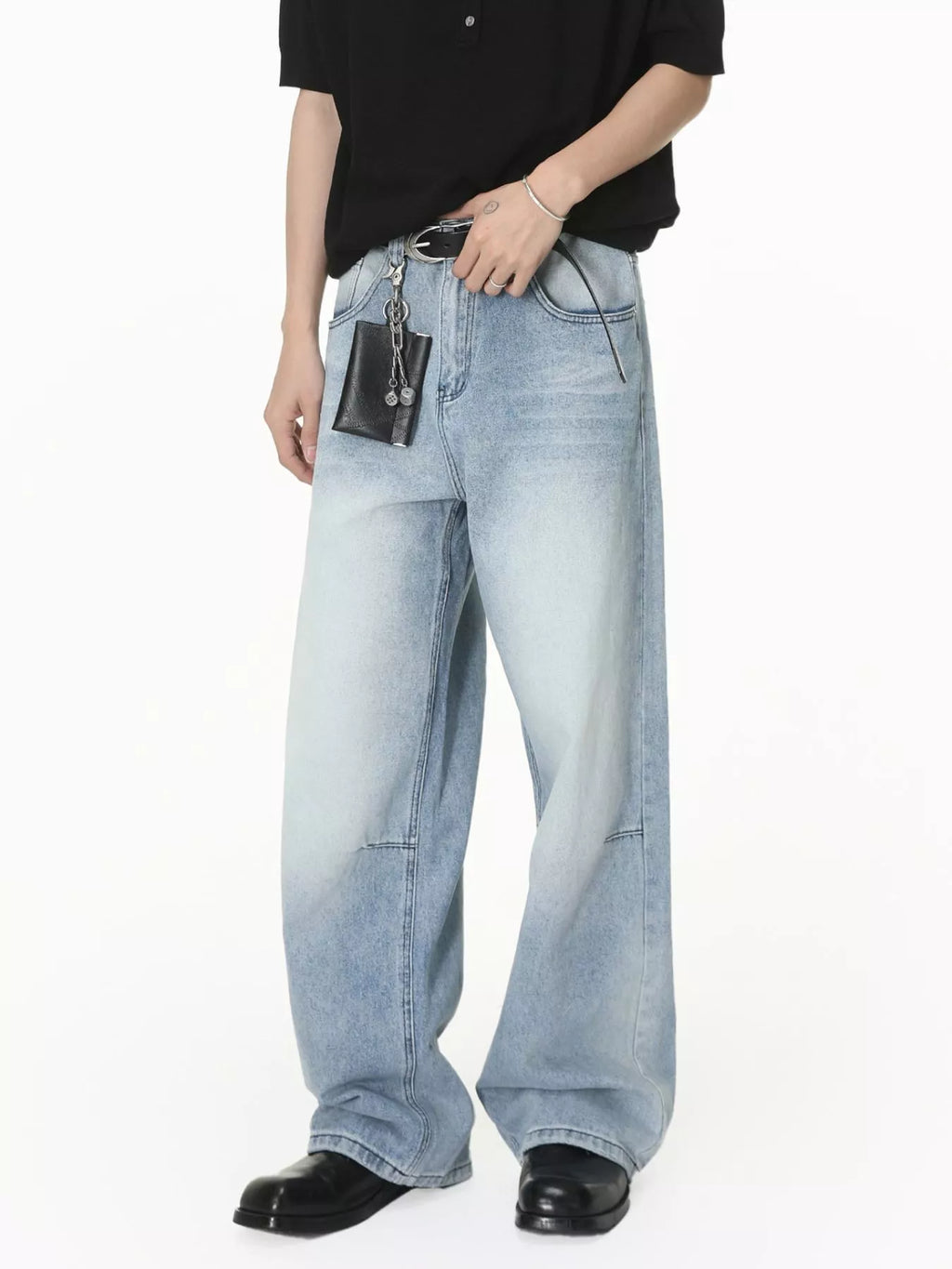 Men's Washed Wide-Leg Jeans - Lilixa.store