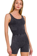 Zenana Washed Sports Romper With Removable Bra Pad - Lilixa.store