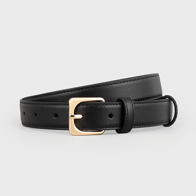 Classic Leather Belt with Golden Buckle - Lilixa.store