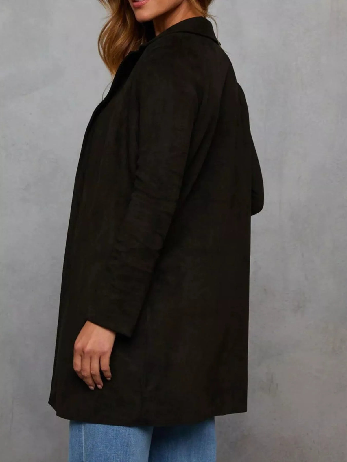 Full Size Open Front Longline Outerwear Plus Size, view 8
