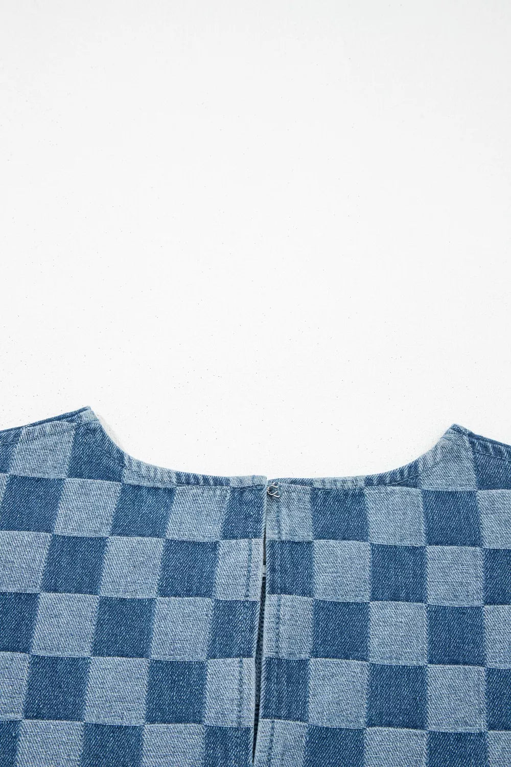 Frayed Hem Checkered Denim Mini Dress - Lilixa.store