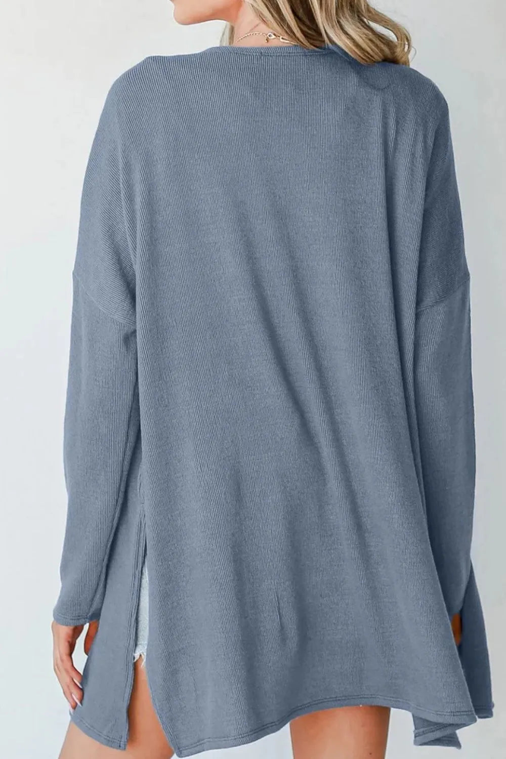 Slit Open Front Long Sleeve Cover Up - Lilixa.store