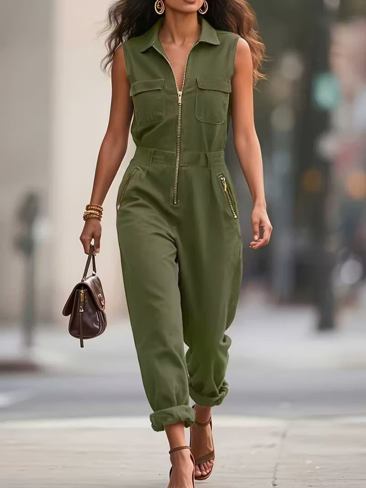 Sleeveless Zip-Up Jumpsuit - Lilixa.store