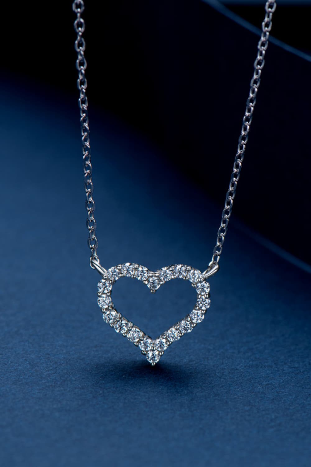 Adored Moissanite Platinum-Plated Heart Necklace - Lilixa.store