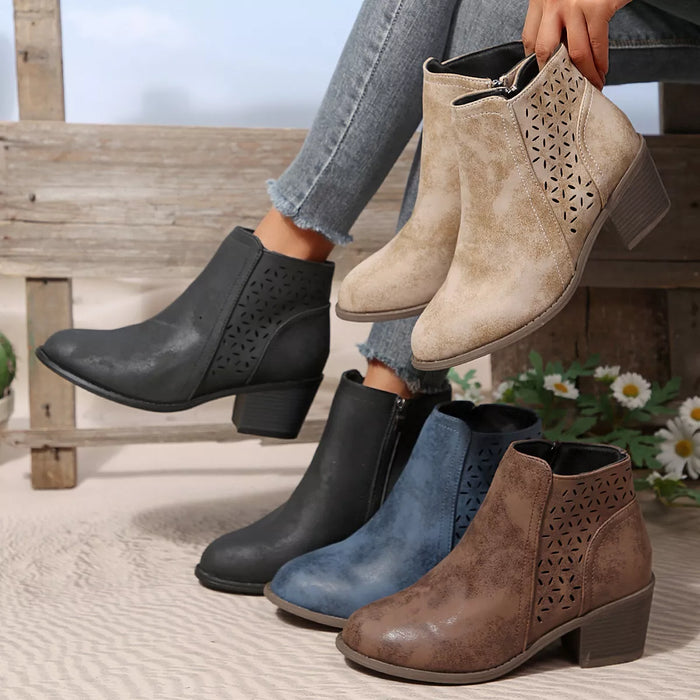 Point Toe Block Heels Boots - Lilixa.store