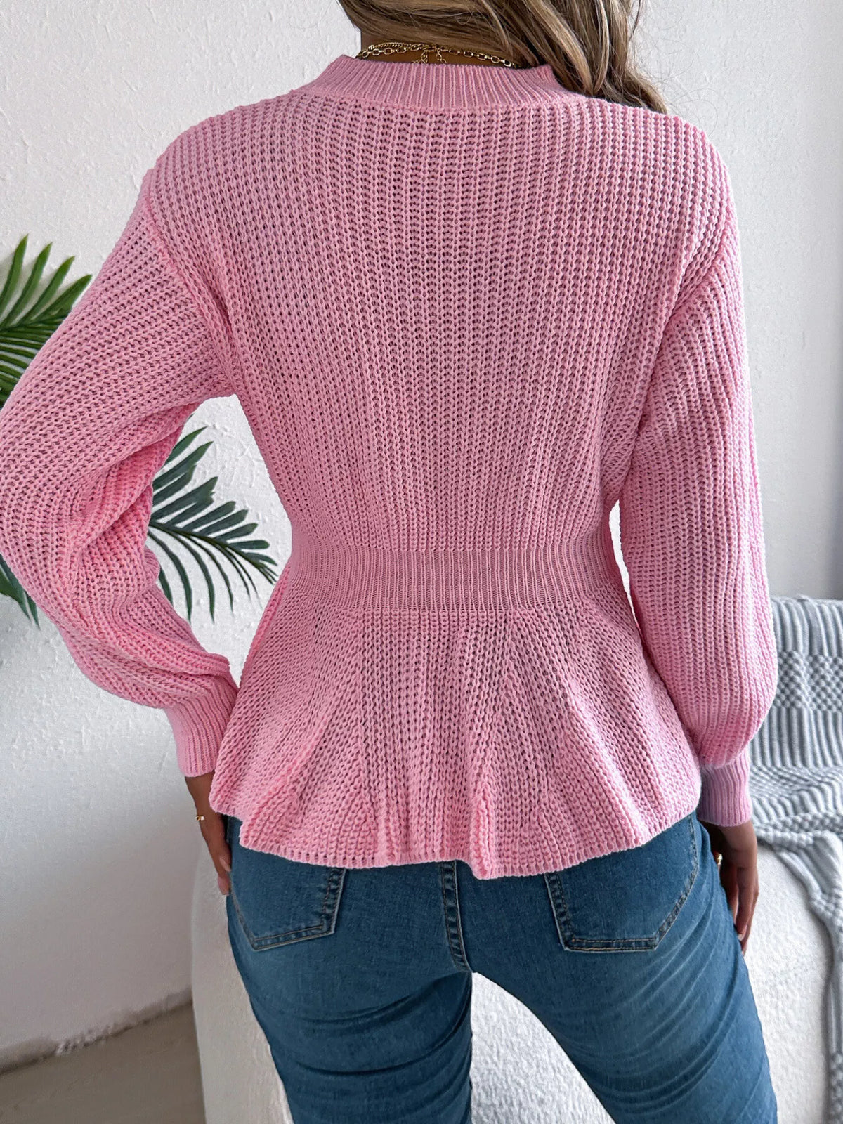 Cable Knit Peplum Sweater