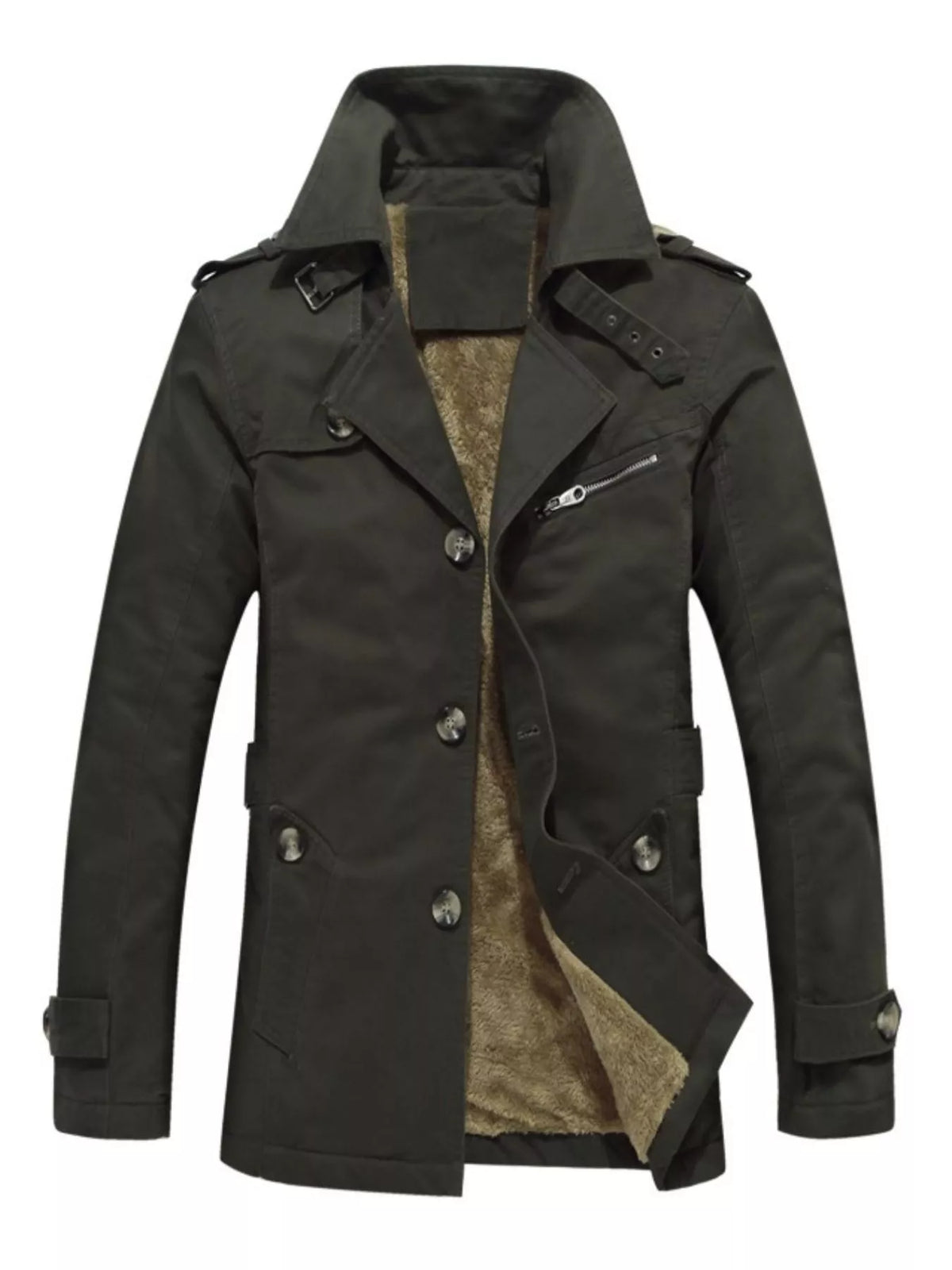 Men's Plus Size Button Up Long Sleeve Coat - Lilixa.store